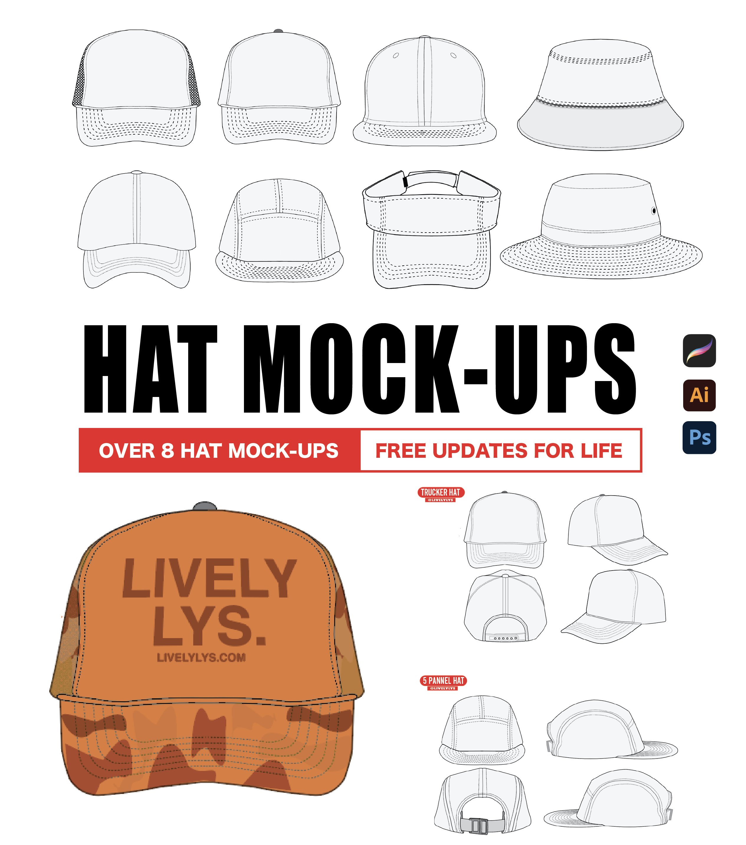 LivelyLys VECTOR HAT MOCK-UPS