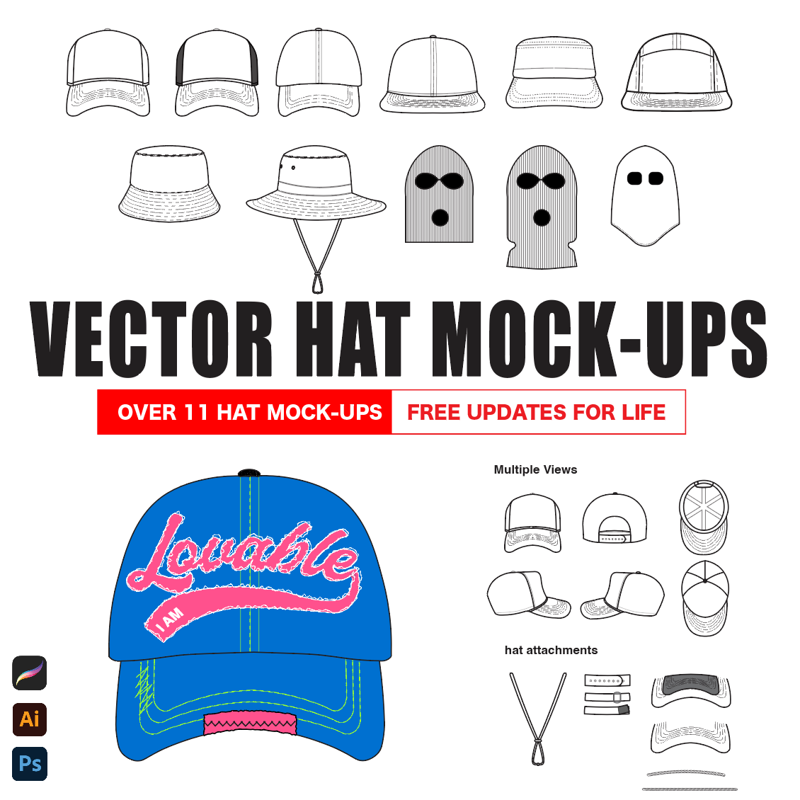 LivelyLys VECTOR HAT MOCK-UPS