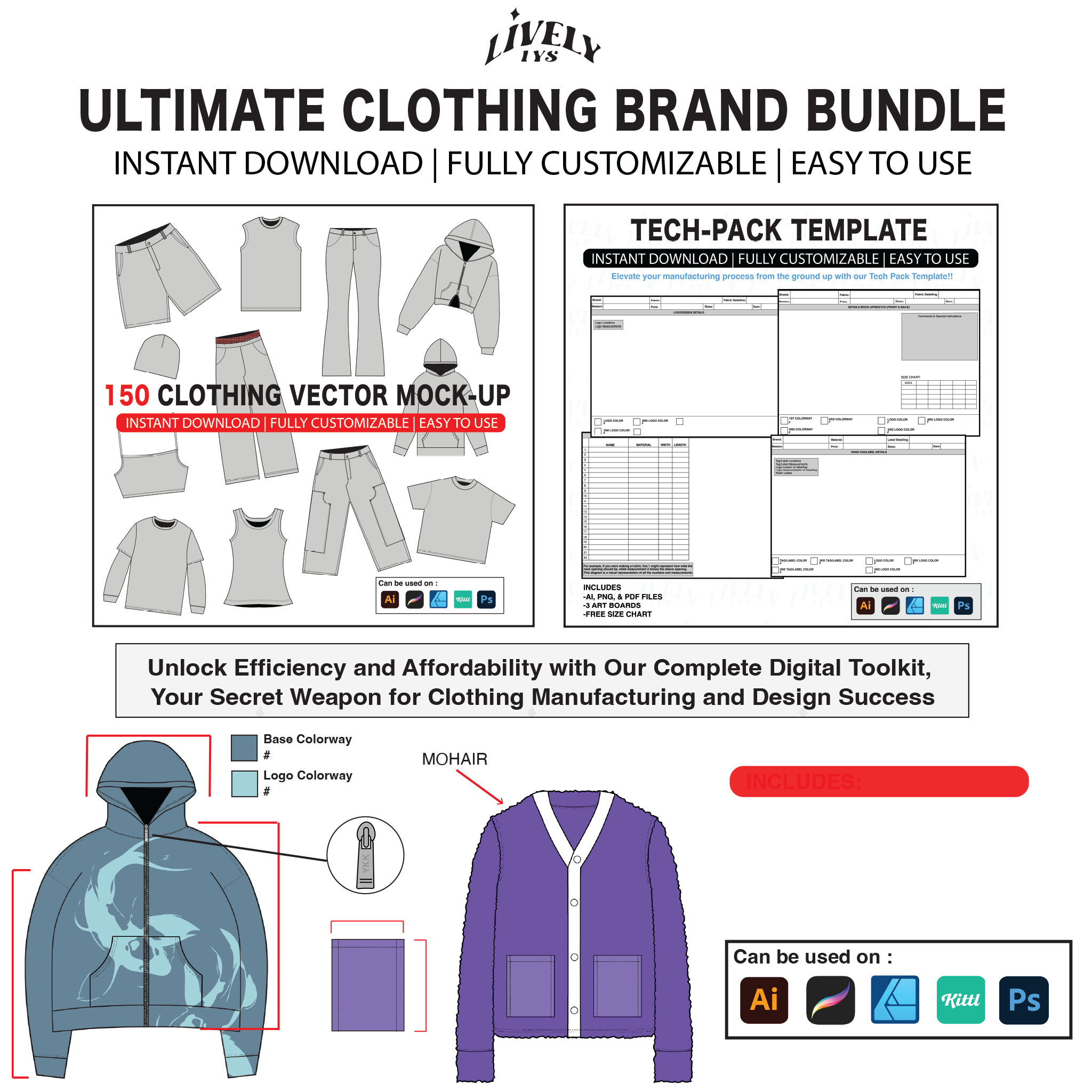 Mock-ups & Tech-pack Template Bundle
